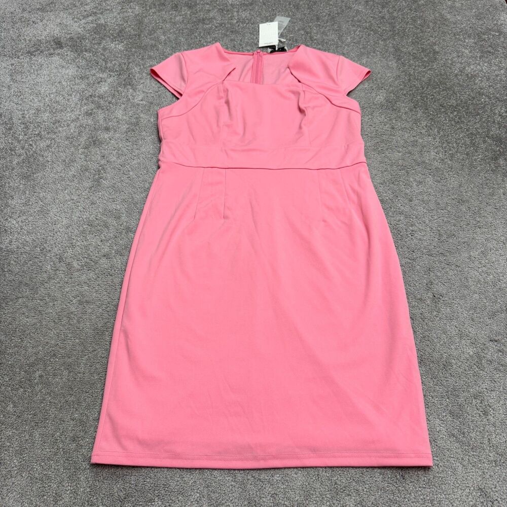 Grace Karin Cap Sleeve Midi Sheath Dress Womens XL Pink Asymmetric Neckline NWT